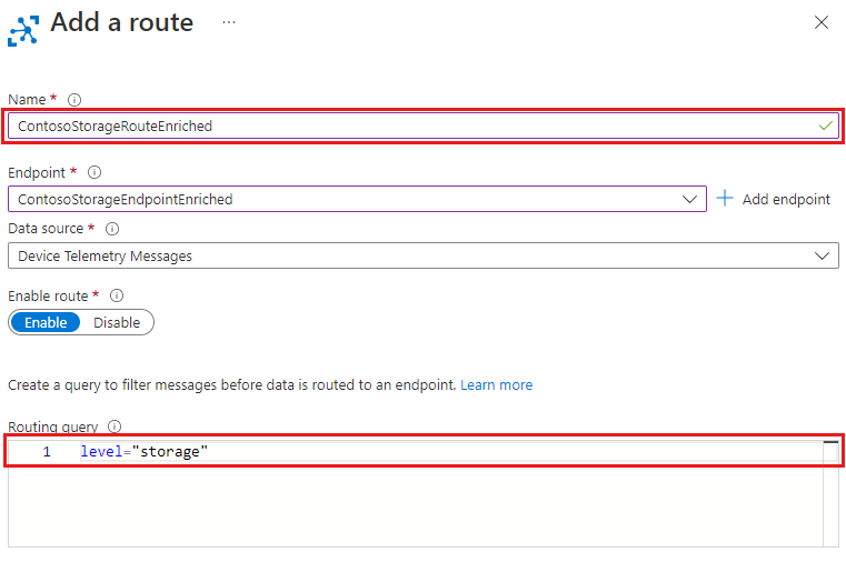 Screenshot showing saving routing query information.