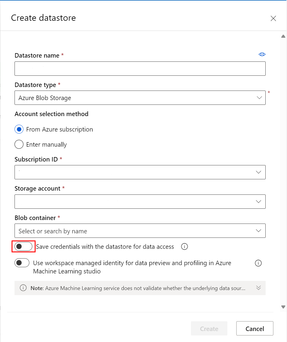 Form for a new datastore