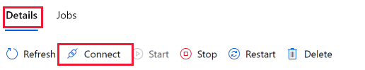 Screenshot that shows connect tool at the top of the Details page.