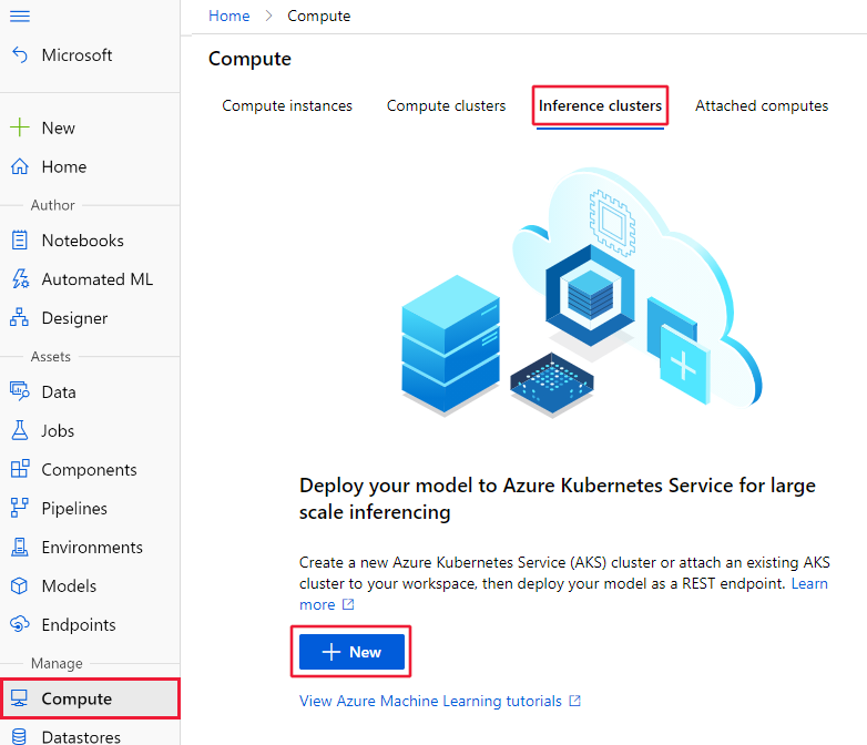 Screenshot of create inference cluster dialog.