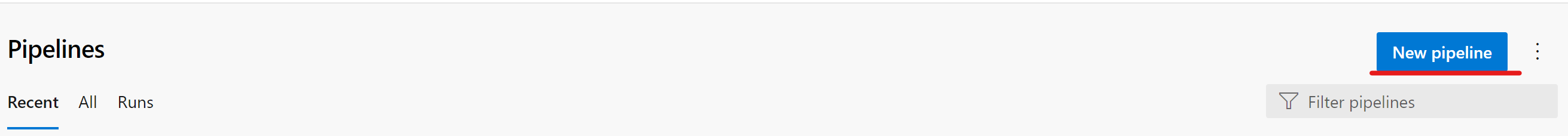 Screenshot of ADO New Pipeline button.