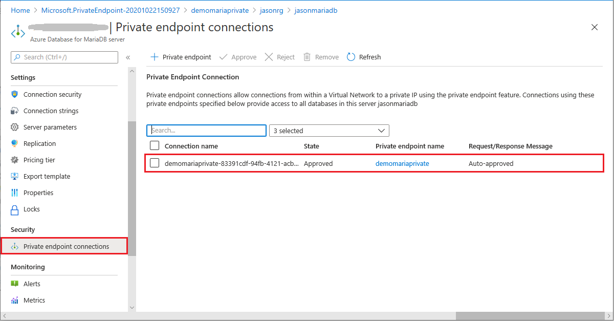 select the private endpoint portal