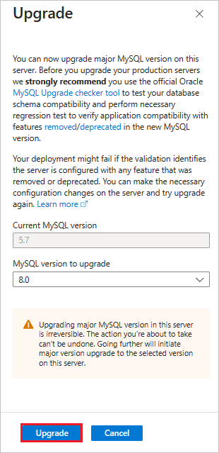 Screenshot showing upgrade.