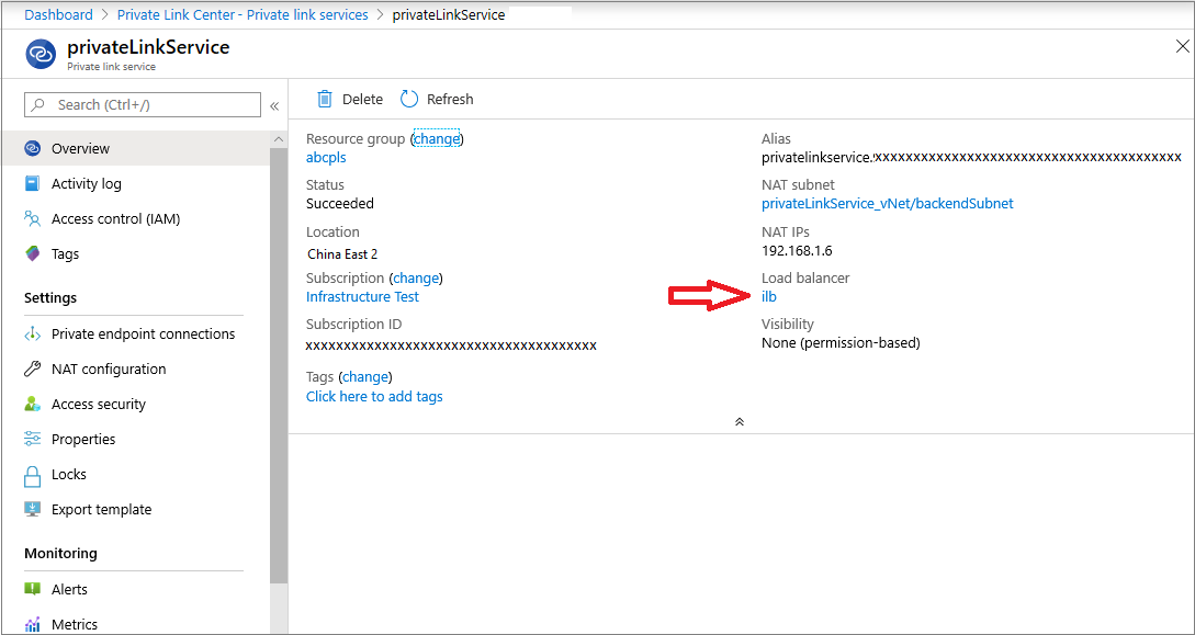 Screenshot of verify load balancer information.