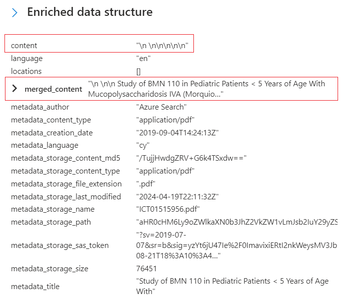 Screenshot of Enriched Data Structure.