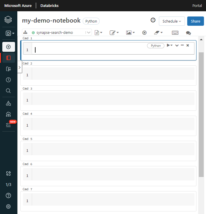 Screenshot of the notebook with placeholder cells.