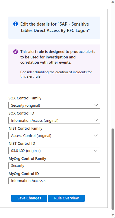 Screenshot of rule configuration side panel.