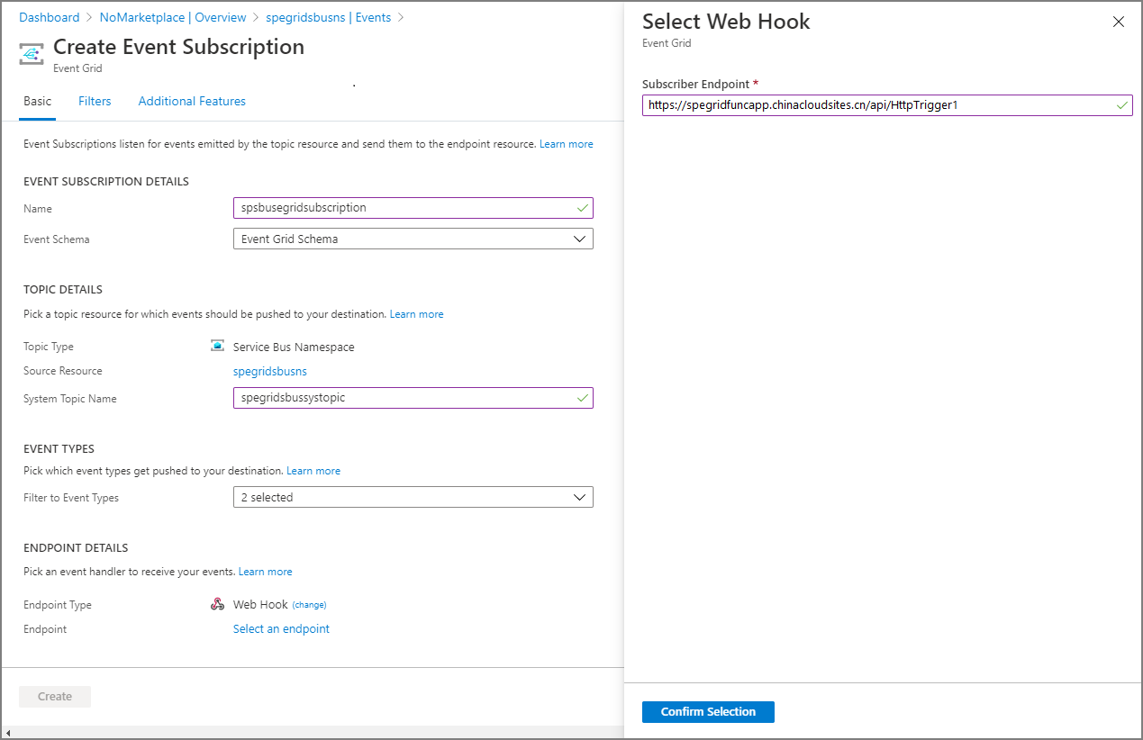 Function - select the endpoint