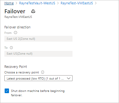 Failover settings page