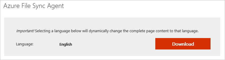 Screenshot showing how to download the Azure File Sync agent.