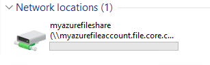 Screenshot showing that the Azure file share is now mounted.