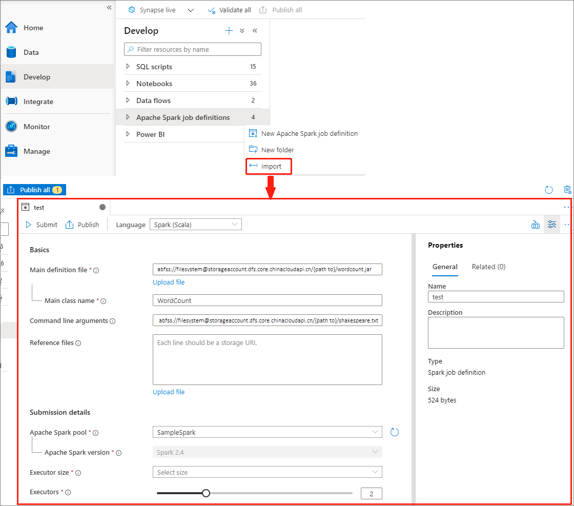 create import definition