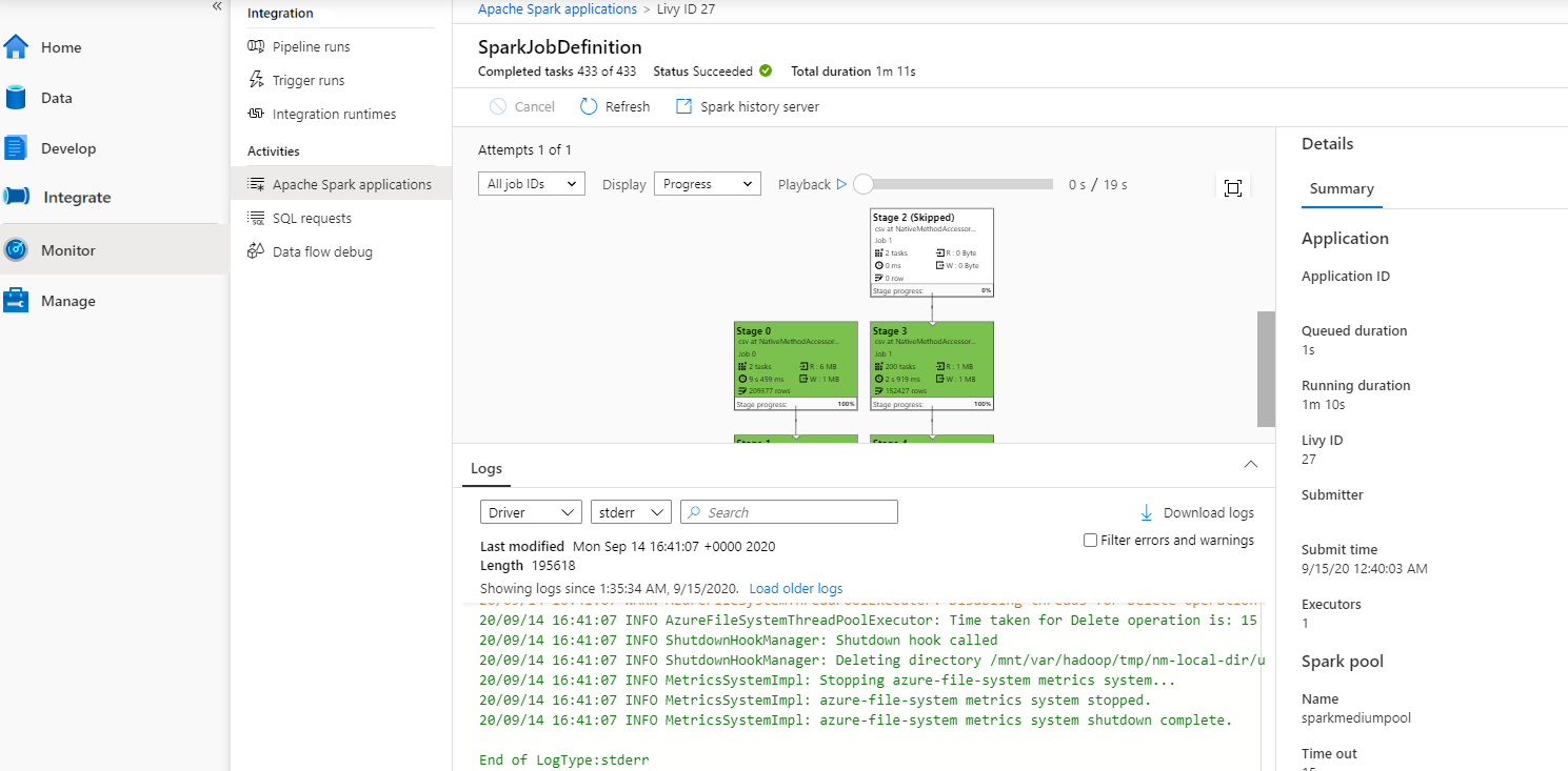 View spark application LogQuery