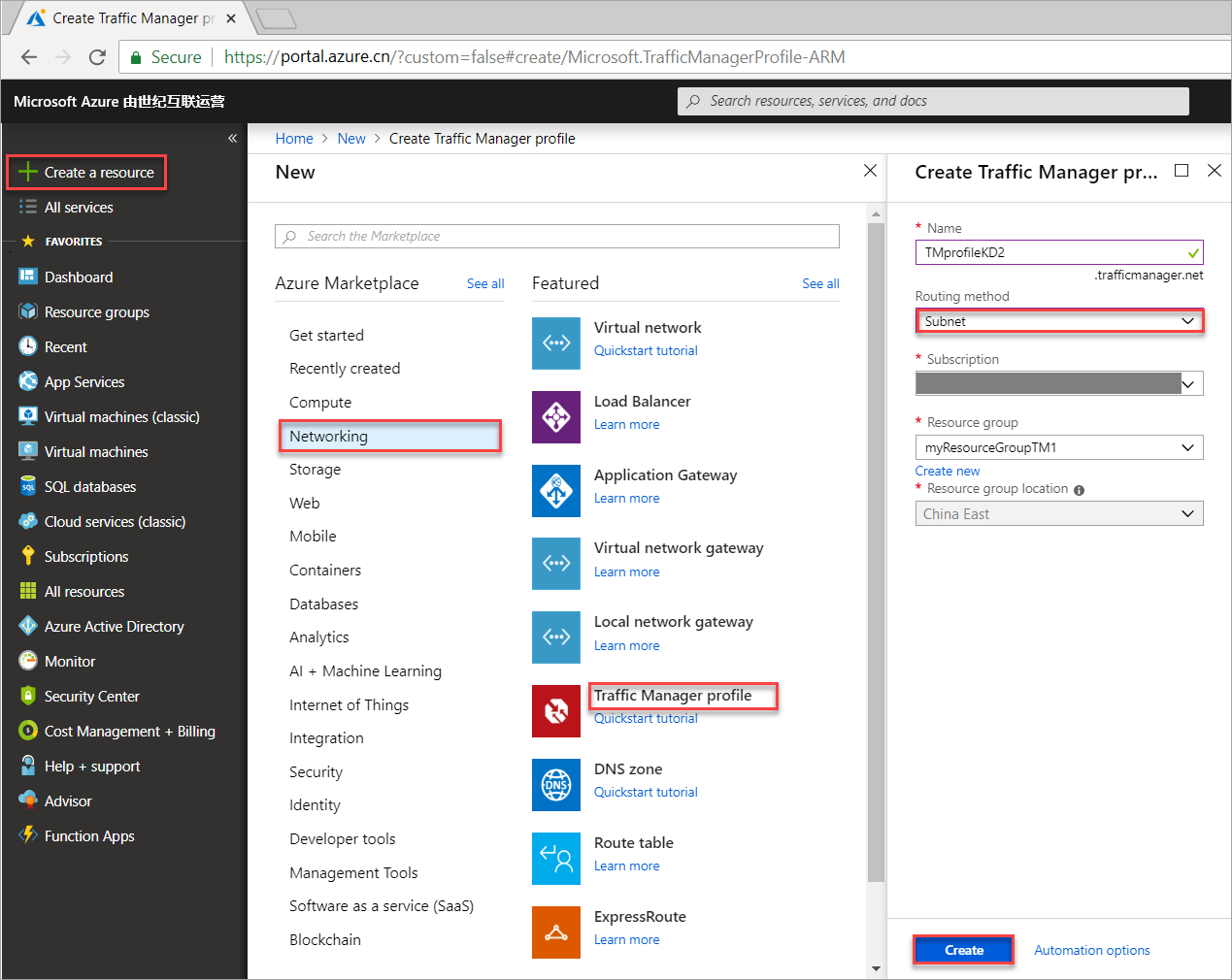 Create a Traffic Manager profile