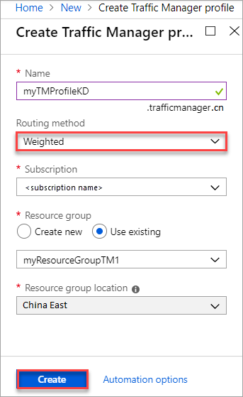 Create a Traffic Manager profile