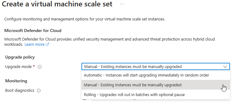 Screenshot showing deploying a scale set.