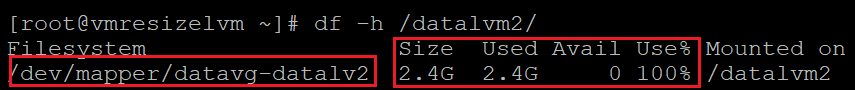 Screenshot showing the code that checks utilization of the file system. The results are highlighted.