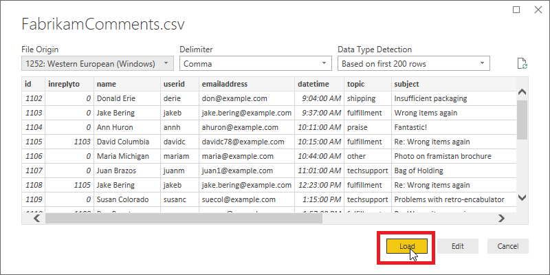 “CSV 导入”对话框