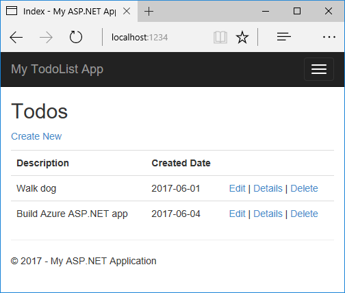 “新建 ASP.NET 项目”对话框