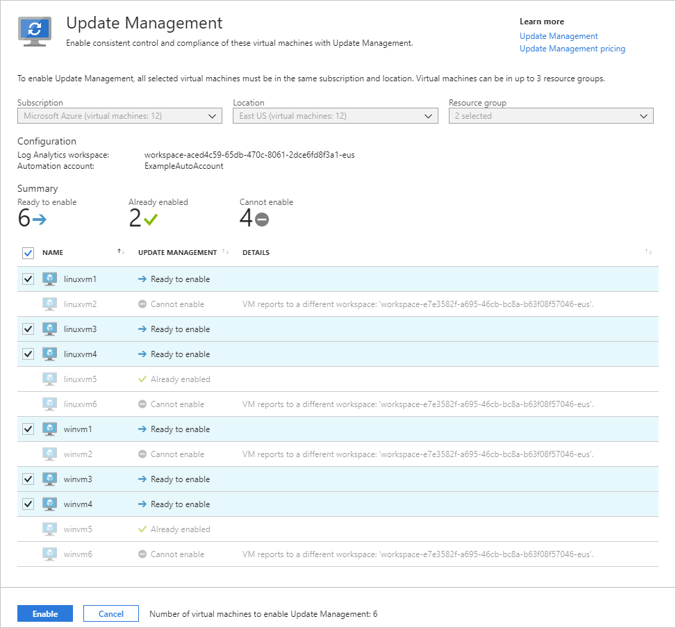 启用 Azure VM