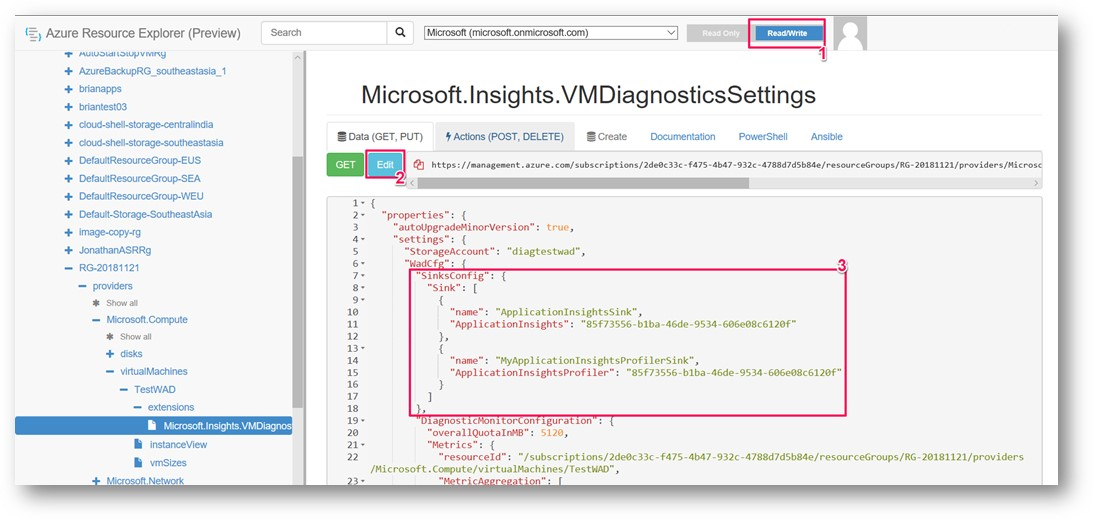 Add Application Insights Profiler Sink