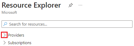 在 Azure 资源浏览器中展开“提供程序”部分的屏幕截图。