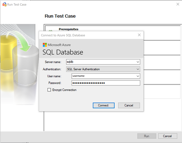 显示用于连接到 SQL 目标的步骤的屏幕截图。