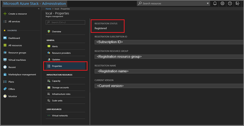 Azure Stack Hub 管理员门户中的“区域管理”磁贴