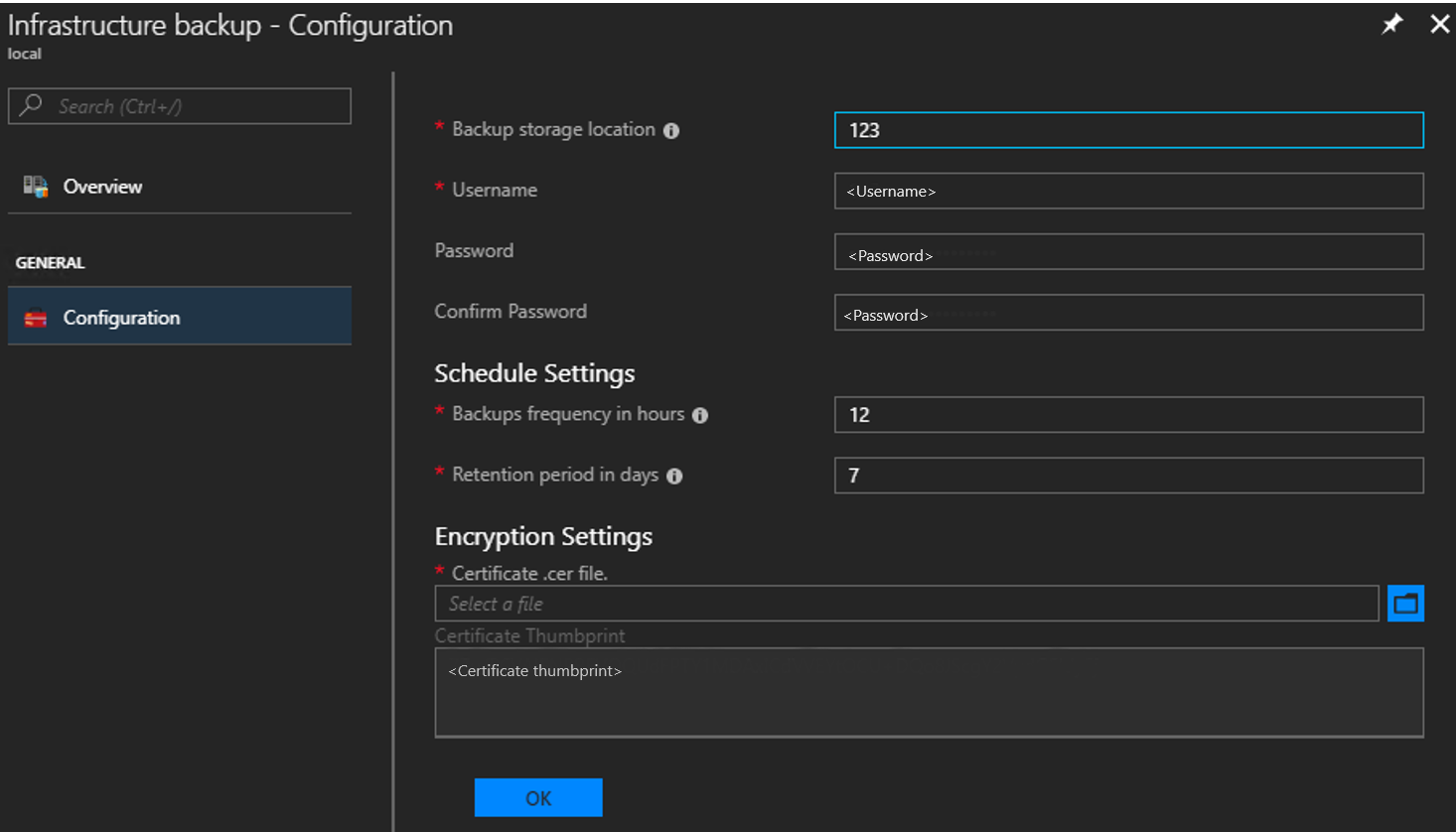 Azure Stack Hub - Backup controller settings