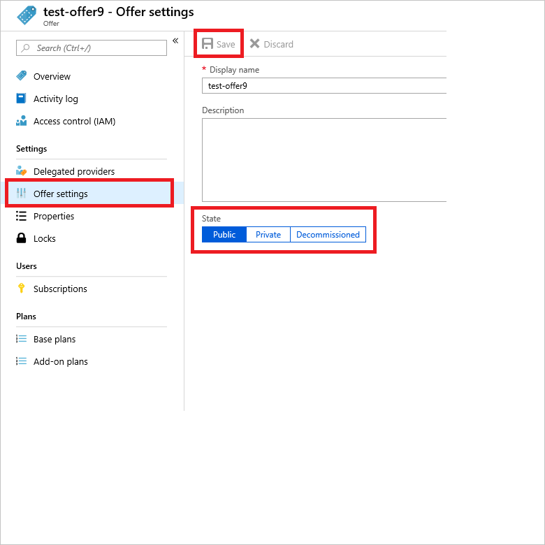 Azure Stack Hub offer settings