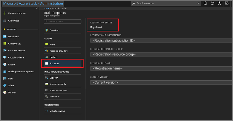 Azure Stack Hub 管理员门户中的“区域管理”磁贴