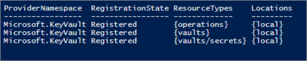 Powershell 中的密钥保管库注册状态