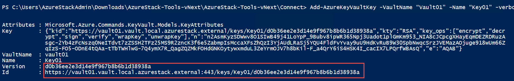 在 Powershell 中生成的新密钥保管库密钥