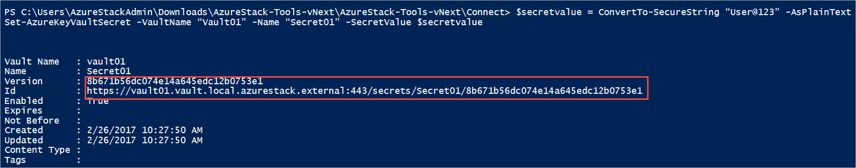 Create a secret in Powershell