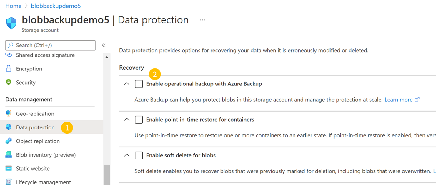 使用 Azure Backup 进行操作备份