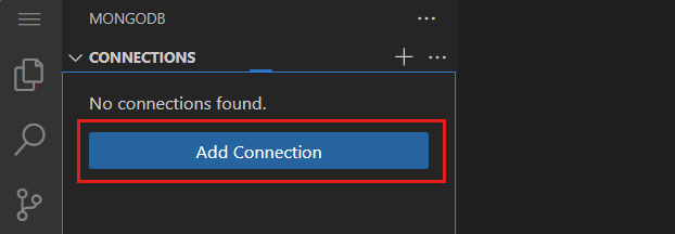 MongoDB 扩展中“添加连接”按钮的屏幕截图。
