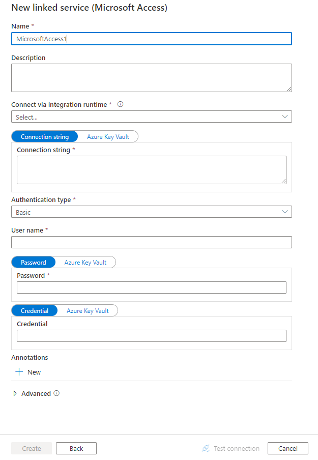 配置到 Microsoft Access 的链接服务。