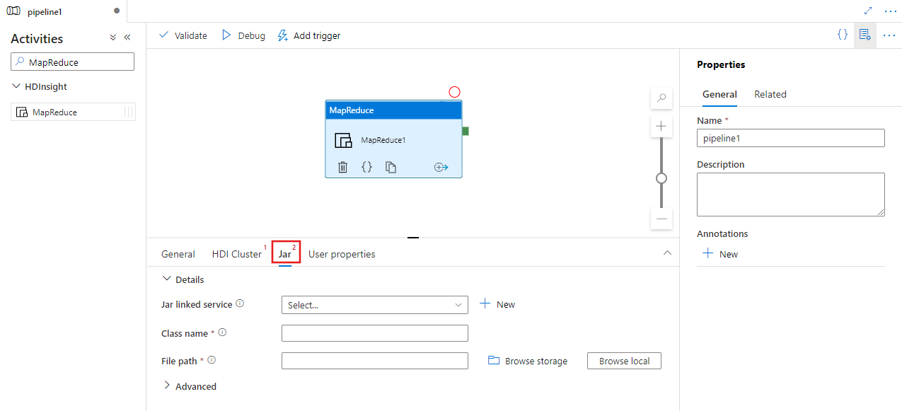 显示 MapReduce 活动的 Jar 选项卡的 UI。