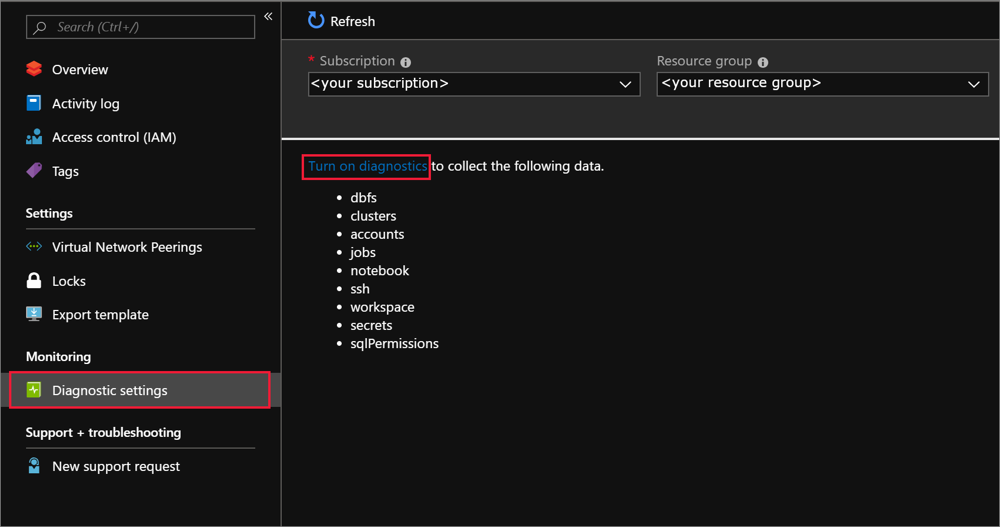 Azure Databricks 启用诊断