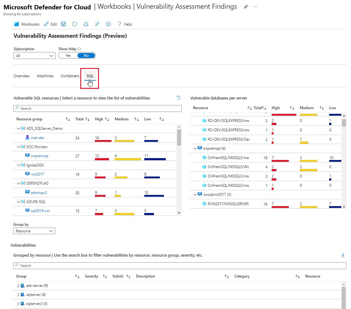 Defender for Cloud 的漏洞评估结果报告