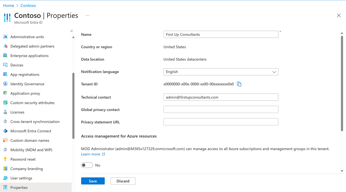 Microsoft Entra ID - 属性 - 租户 ID - 租户 ID 字段