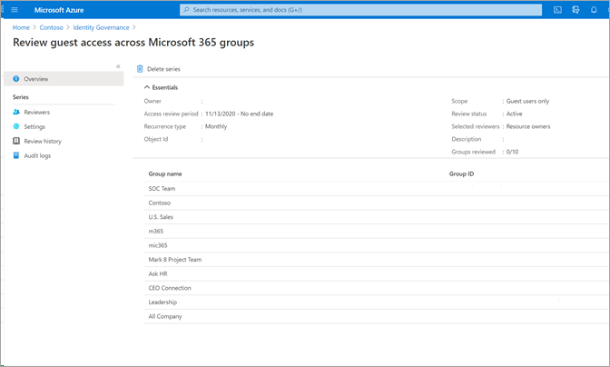 跨 Microsoft 365 组的评审来宾访问