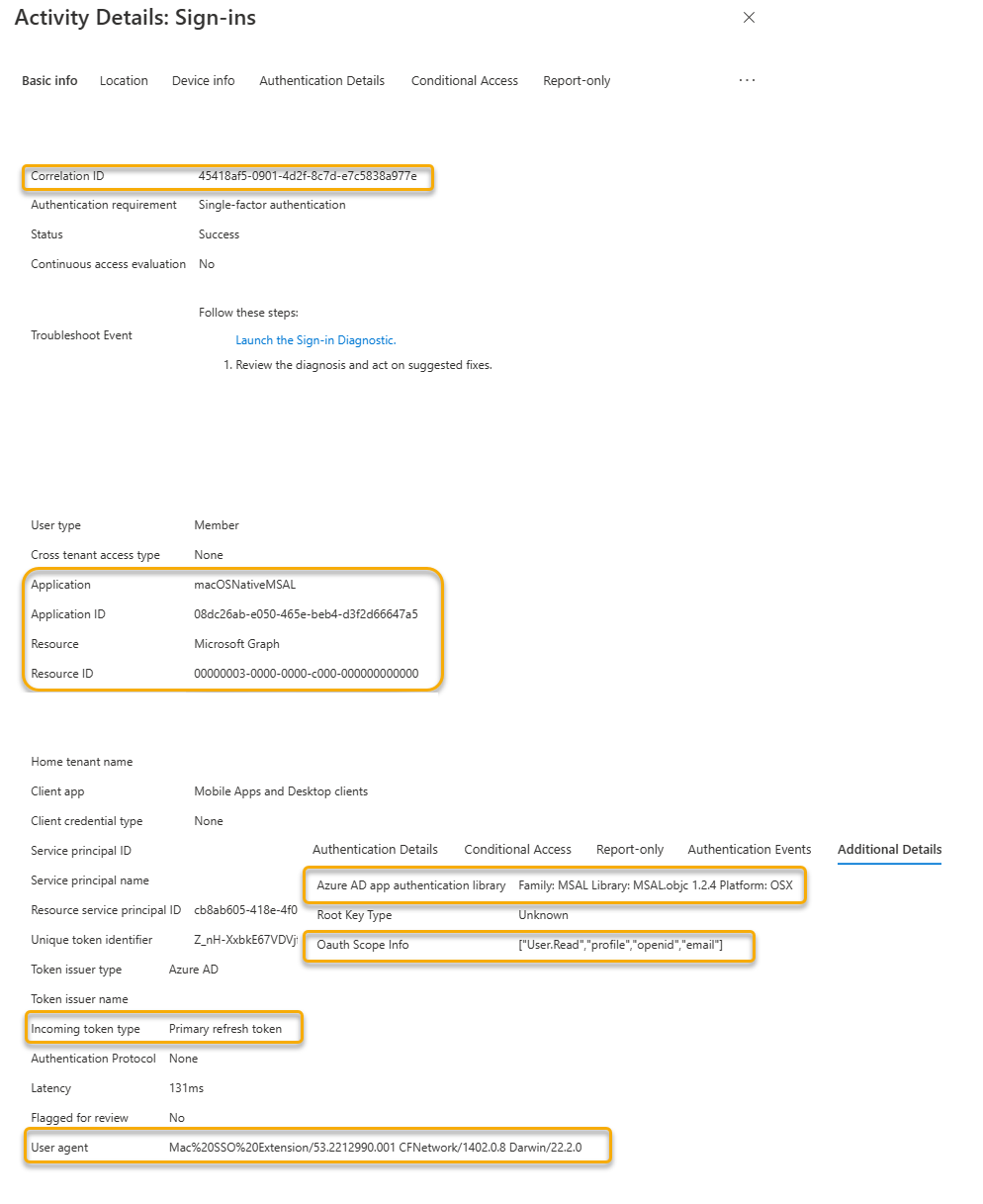 屏幕截图显示了使用企业 SSO 代理插件的 Microsoft Entra 无提示登录请求。