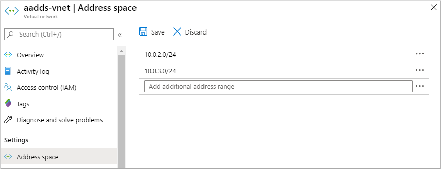 在 Microsoft Entra 管理中心中添加额外的虚拟网络 IP 地址范围