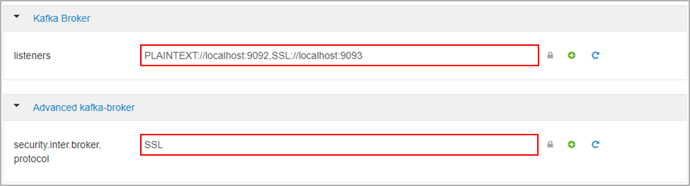 在 Ambari 中编辑 Kafka ssl 配置属性。