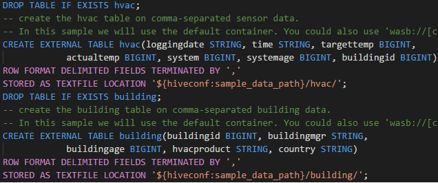 适用于 Visual Studio Code 的 Spark 和 Hive 工具语法突出显示。