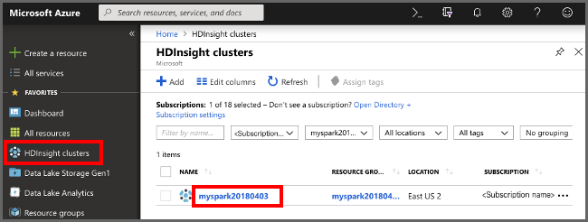 在 Azure 门户中打开 HDInsight 群集。