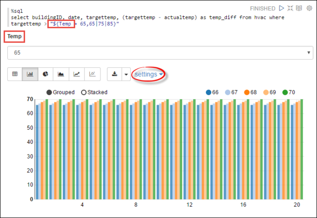 使用 notebook2 运行 Spark SQL 语句。