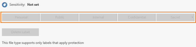 No labels available in the Classify and protect - Azure Information Protection** dialog box