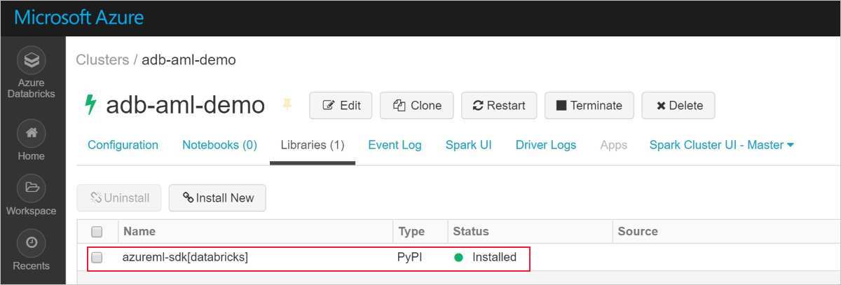 适用于 Databricks 的 Azure 机器学习 SDK